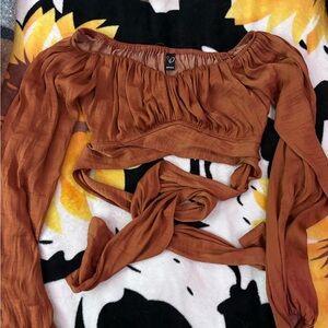 Windsor Brown Ruched Crop Blouse